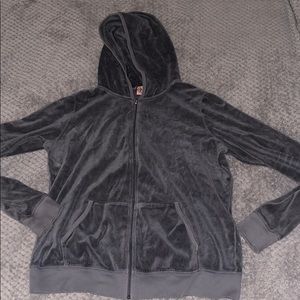 Grey Velour Zip Hoodie by Juicy Couture